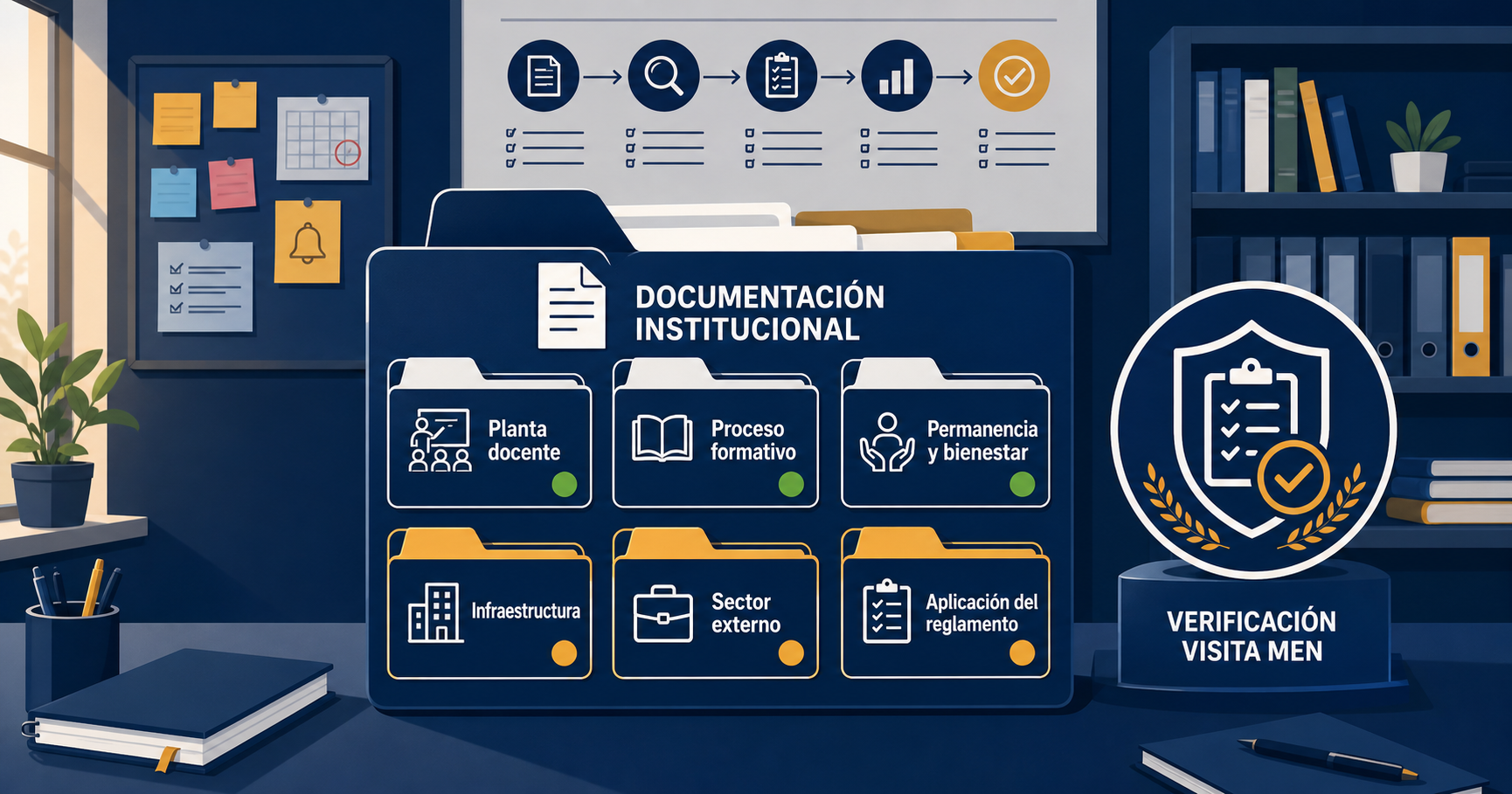 Institutional Documentation Folder with Status Indicators and Audit Preparation