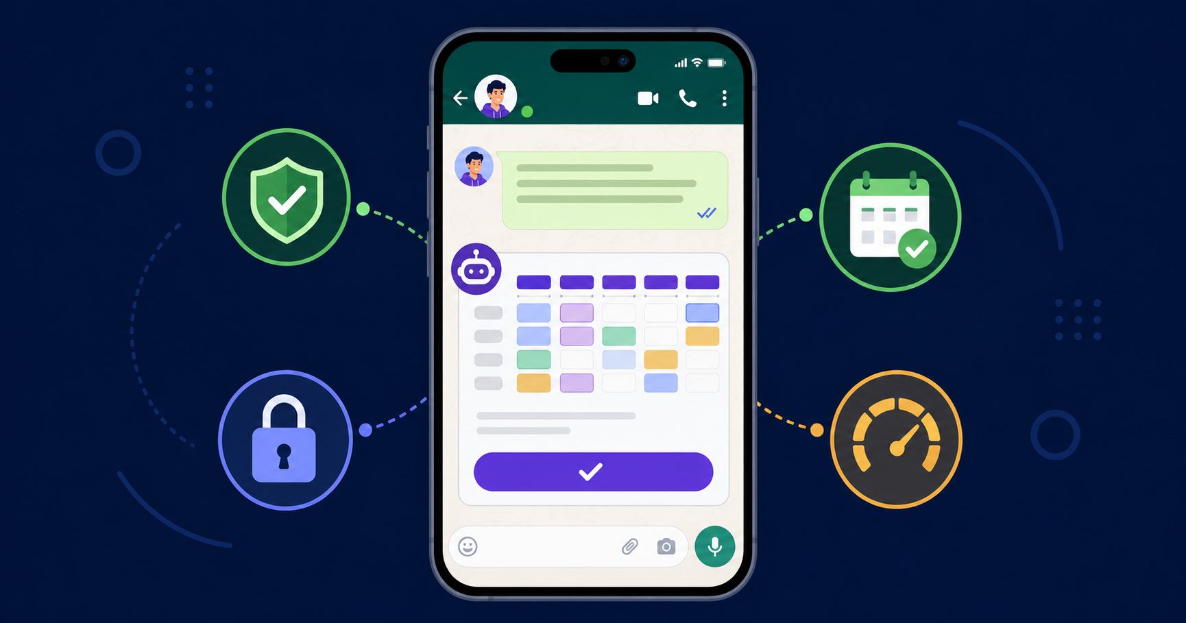 Smartphone WhatsApp Chat With Floating Validation Icons