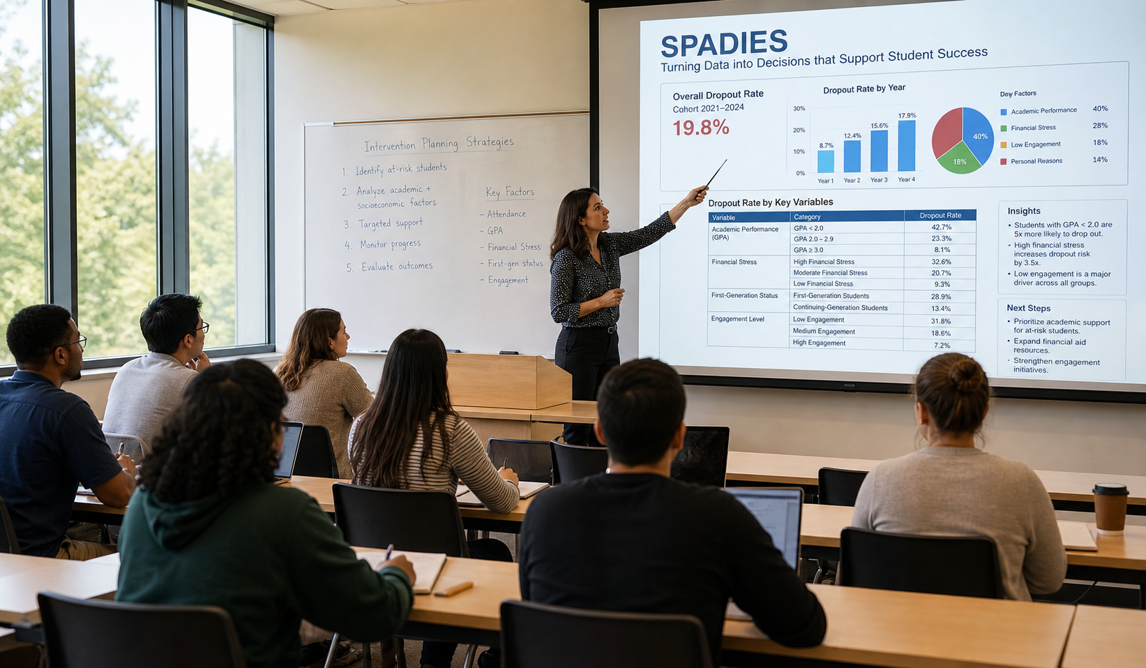University Classroom Focused on Student Retention Data Analysis