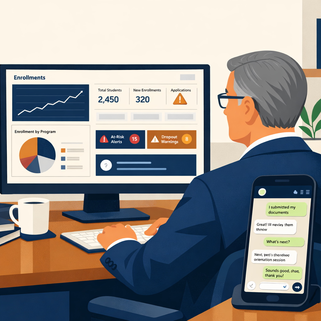 University Rector Reviews AI Dashboard with Chat Interface